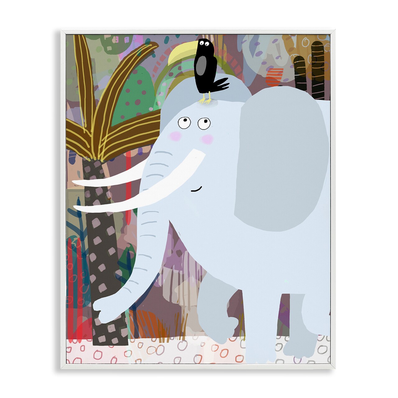 Stupell Industries Elephant & Toucan in Jungle Framed Giclee, design by Carla Daly